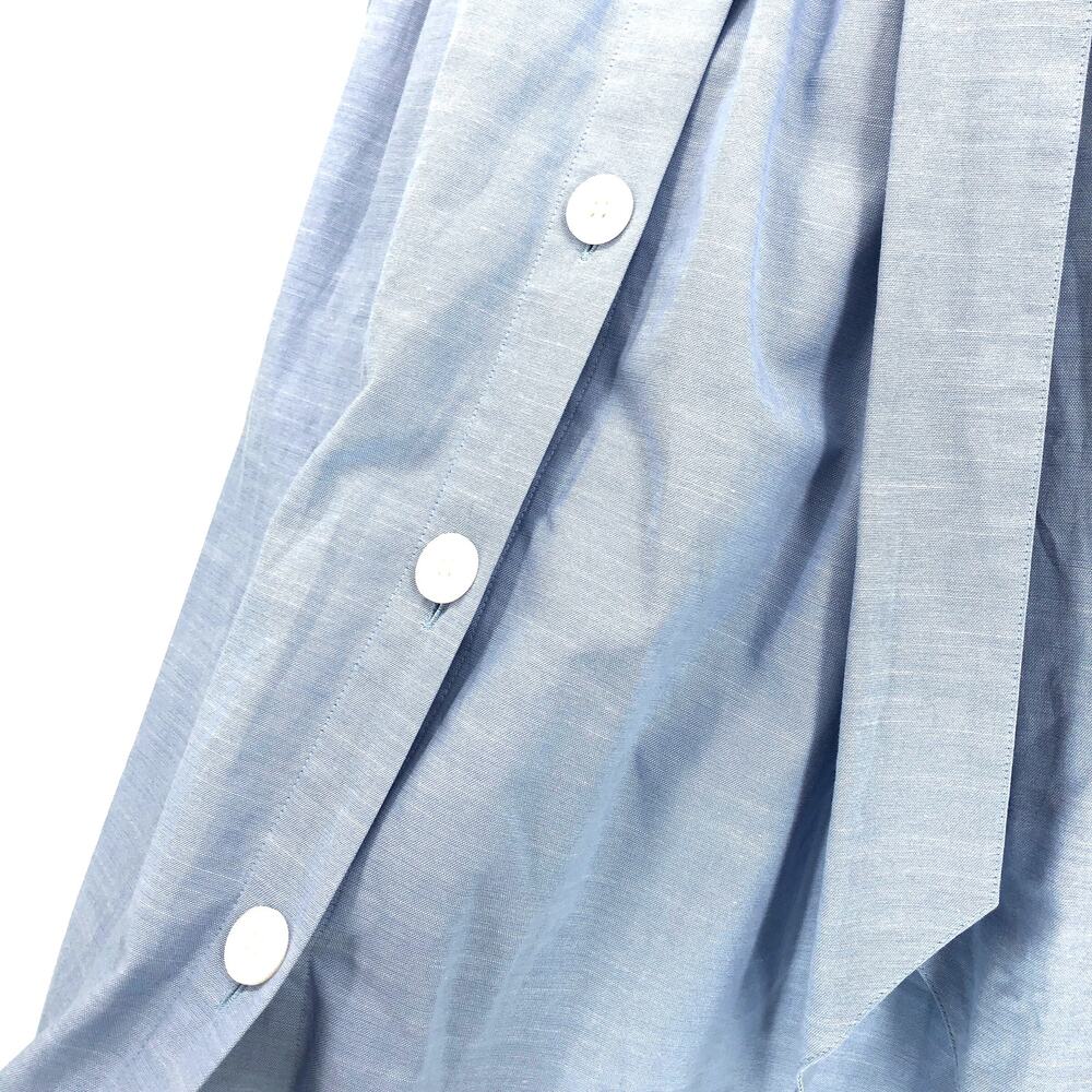 1901 Nordstrom Chambray Button Front Skirt w/ Bow Tie Belt Size 8 Blue Lined EUC - Picture 4 of 7